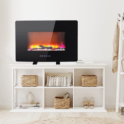 Electric LED Fireplace Space Heater with Real Flame Effect