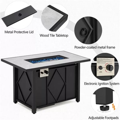 Outdoor Gas Fire Pit Patio Table