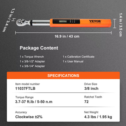 Heavy Duty 3/8 Digital Torque Wrench Set