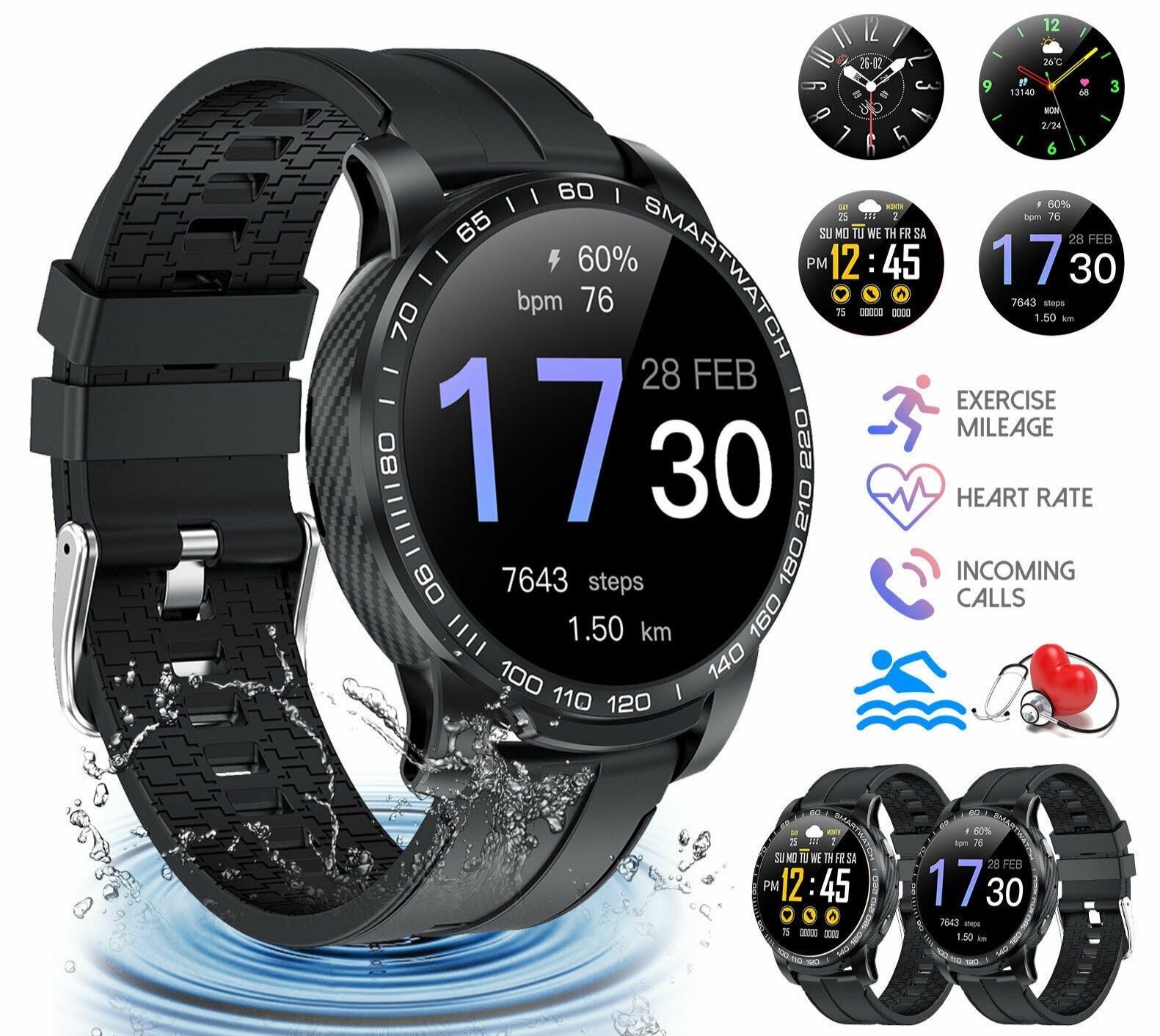 Water Resistant Fitness Tracker Watch with Heart Rate Monitor - Halri