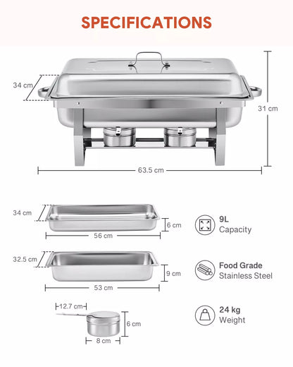 Large 6 Piece Chafing Dish Set