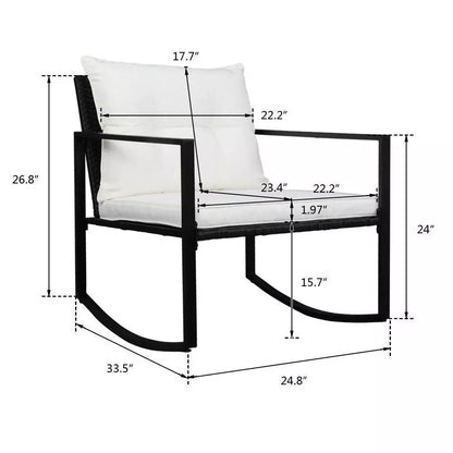 Patio Wicker Rocking Chair Set of 3