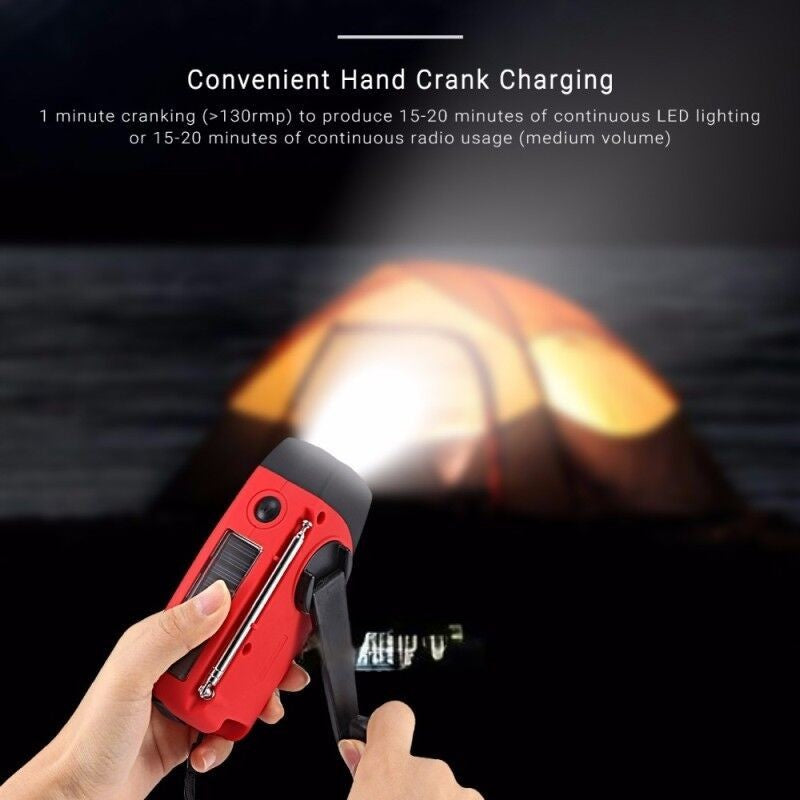 Compact Solar Powered Radio with Flashlight & Charger