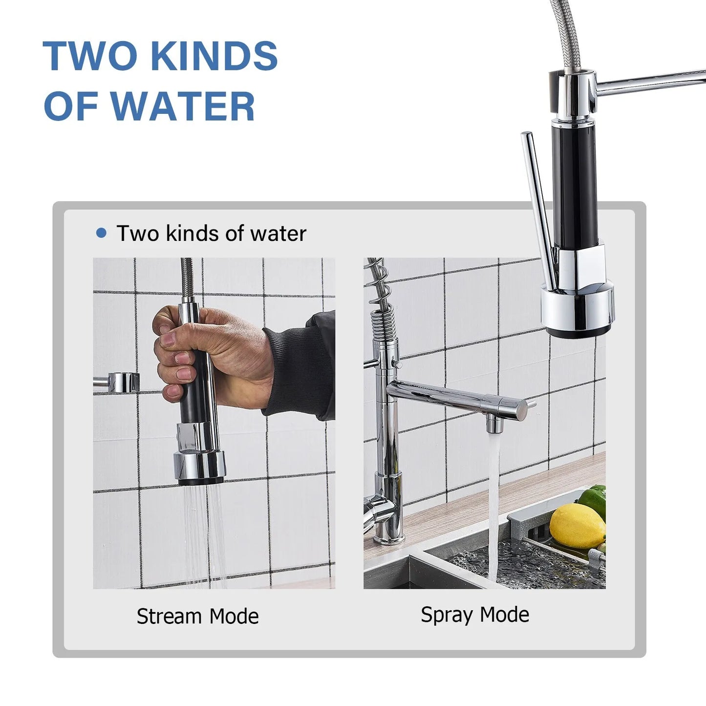 Stainless Steel One Handle Kitchen Faucet With Sprayer