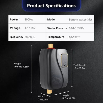 Fast Electric Water Heater 3000W Compact Energy Saver
