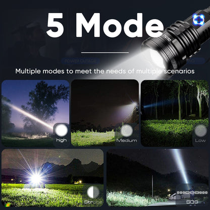 Bright LED Outdoor Flashlight - Rechargeable & Water Resistant