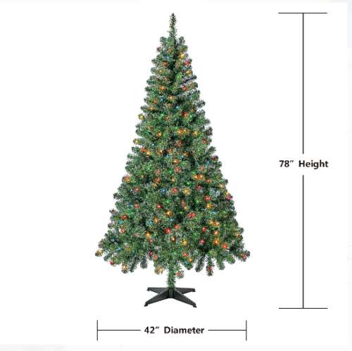 Christmas Tree 6.5 ft With 300 Pre-Strung Mini Lights, Stand Included - Until Times Up