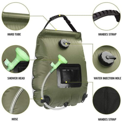 Compact Solar Heated Shower Bag for Camping