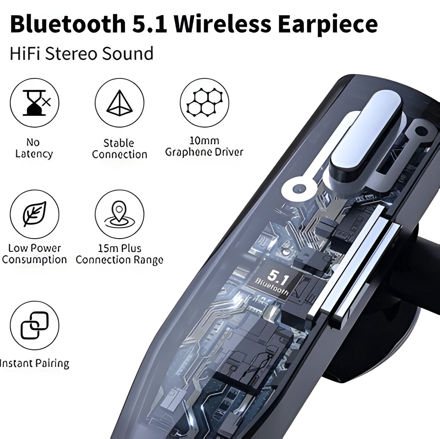 Cordless Bluetooth Earbuds with Dual Mics and Noise Reduction