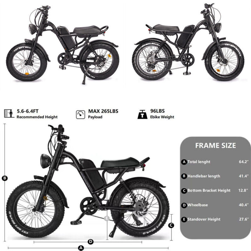Powerful 1000W Electric Mountain Bike 20 Fat Tire Ebike