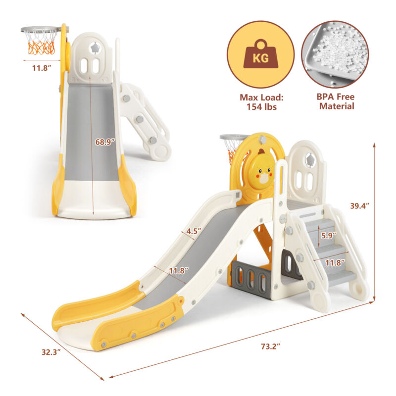 Fun 5-in-1 Kids Play Center with Slide and Hoop