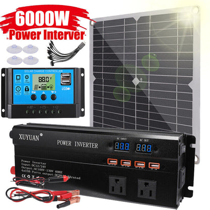 Complete 6000W Home Solar Power System 110V Grid Tie Kit