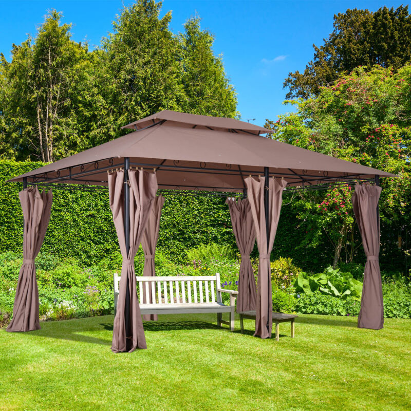 Large 2 Tier Metal Gazebo Patio Party Tent Shade