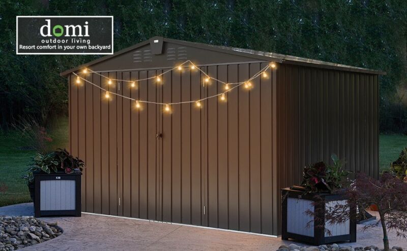 Large Outdoor 10x8 Metal Garden Storage Shed with Lock