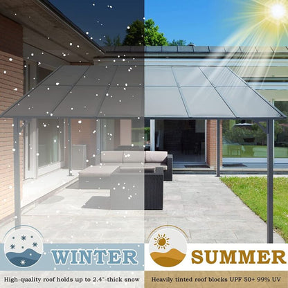 Outdoor Steel Gazebo Pergola Rectangular Canopy Shelter