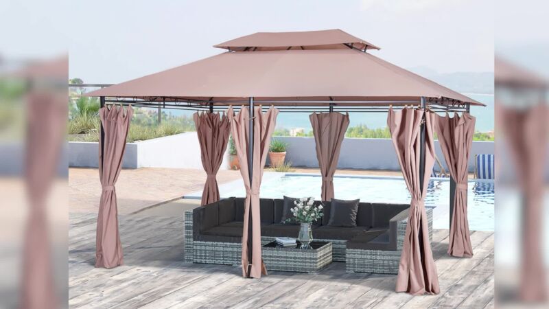 Large 2 Tier Metal Gazebo Patio Party Tent Shade