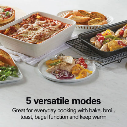 Compact Red and Gray Toaster Oven