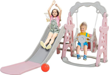 Fun 4 in 1 Kids Playset Slide Swing Set
