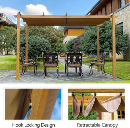 Large Wall Mount Retractable Pergola with Canopy Shade