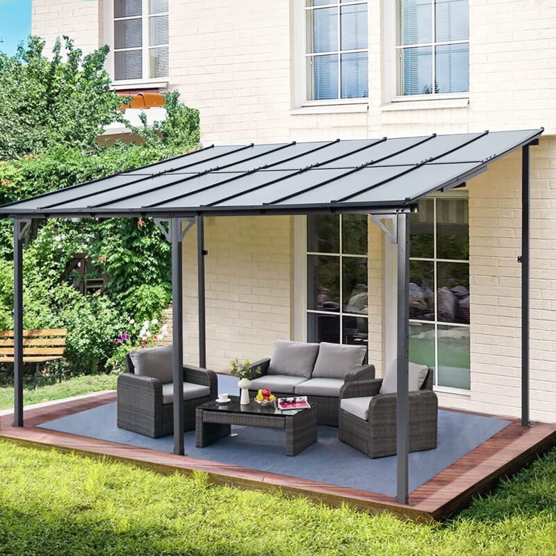 Outdoor Steel Gazebo Pergola Rectangular Canopy Shelter