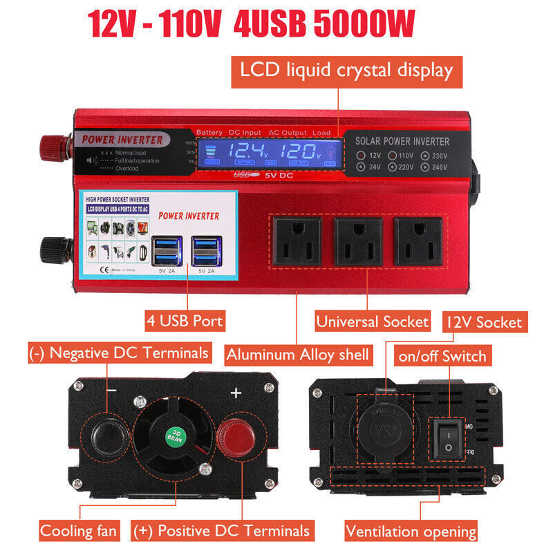Complete 6000W Home Solar Power System 110V Grid Tie Kit