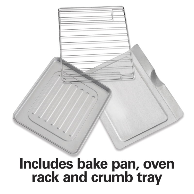 Compact Red and Gray Toaster Oven