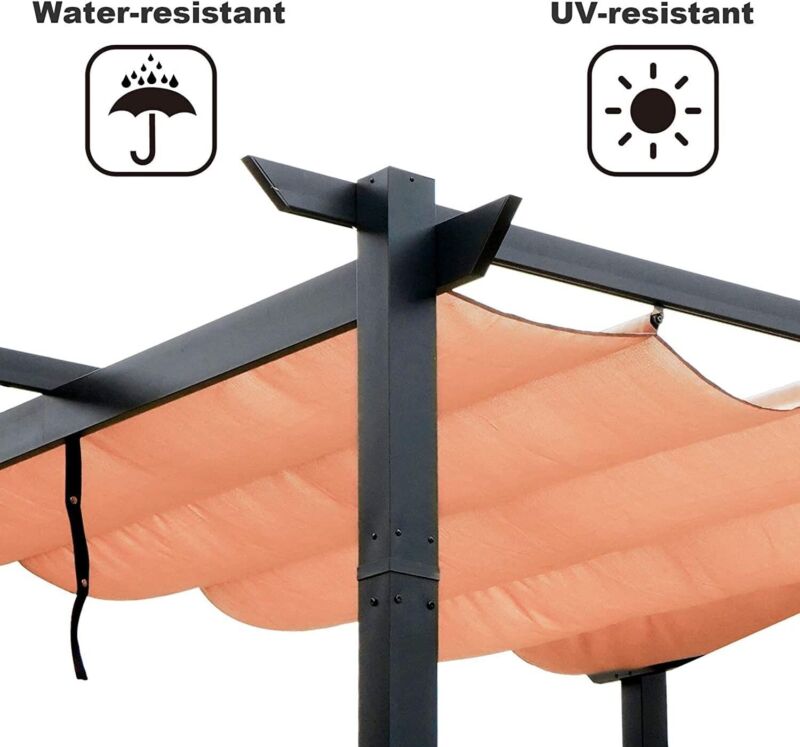 Durable 10x10 Foot Patio Retractable Pergola with Waterproof Top