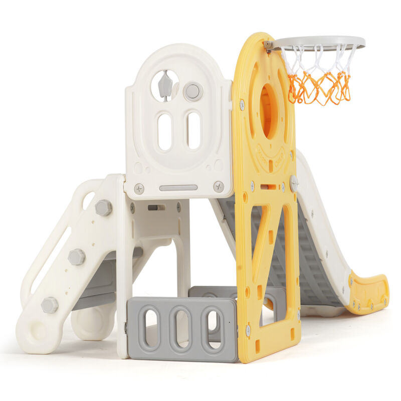 Fun 5-in-1 Kids Play Center with Slide and Hoop