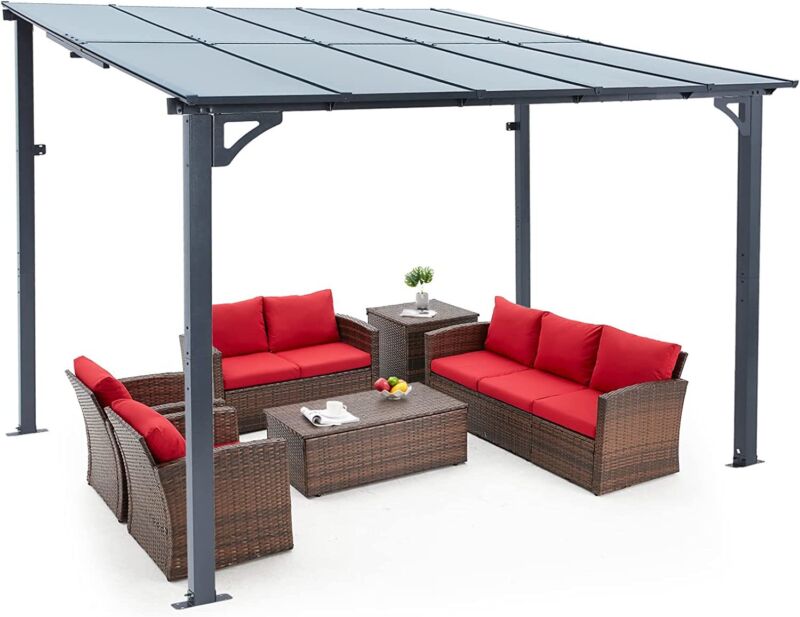 Outdoor Steel Gazebo Pergola Rectangular Canopy Shelter