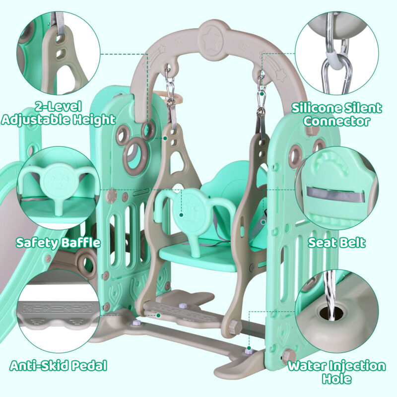Fun Kids Climbing Play Set with Slide and Swing