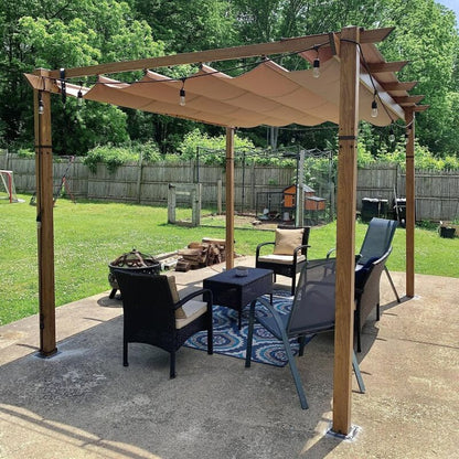 Large Wall Mount Retractable Pergola with Canopy Shade