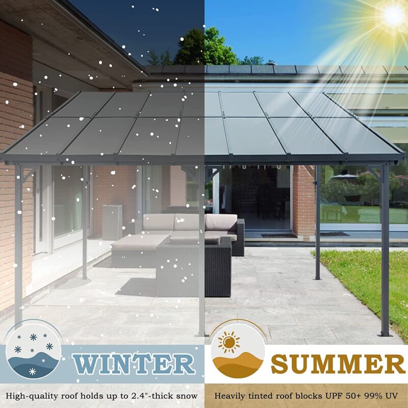 Outdoor Steel Gazebo Pergola Rectangular Canopy Shelter
