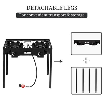 Portable 2 Burner Gas Outdoor Camping Stove BBQ Grill