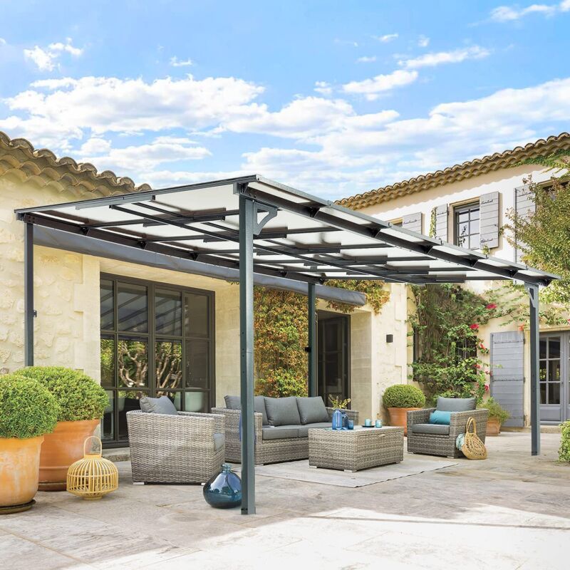 Outdoor Steel Gazebo Pergola Rectangular Canopy Shelter - Halri