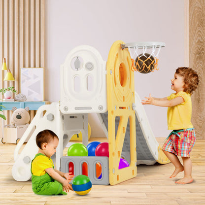 Fun 5-in-1 Kids Play Center with Slide and Hoop