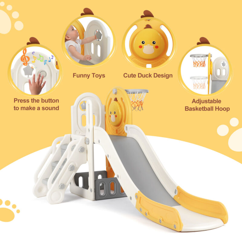 Fun 5-in-1 Kids Play Center with Slide and Hoop