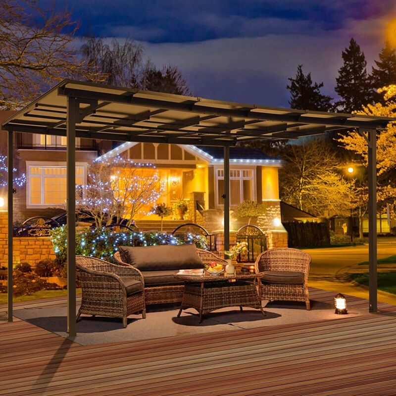 Outdoor Steel Gazebo Pergola Rectangular Canopy Shelter