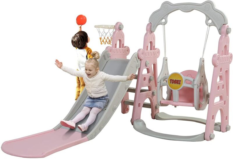 Fun 4 in 1 Kids Playset Slide Swing Set - Halri