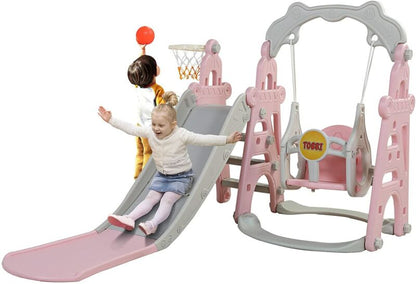 Fun 4 in 1 Kids Playset Slide Swing Set - Halri