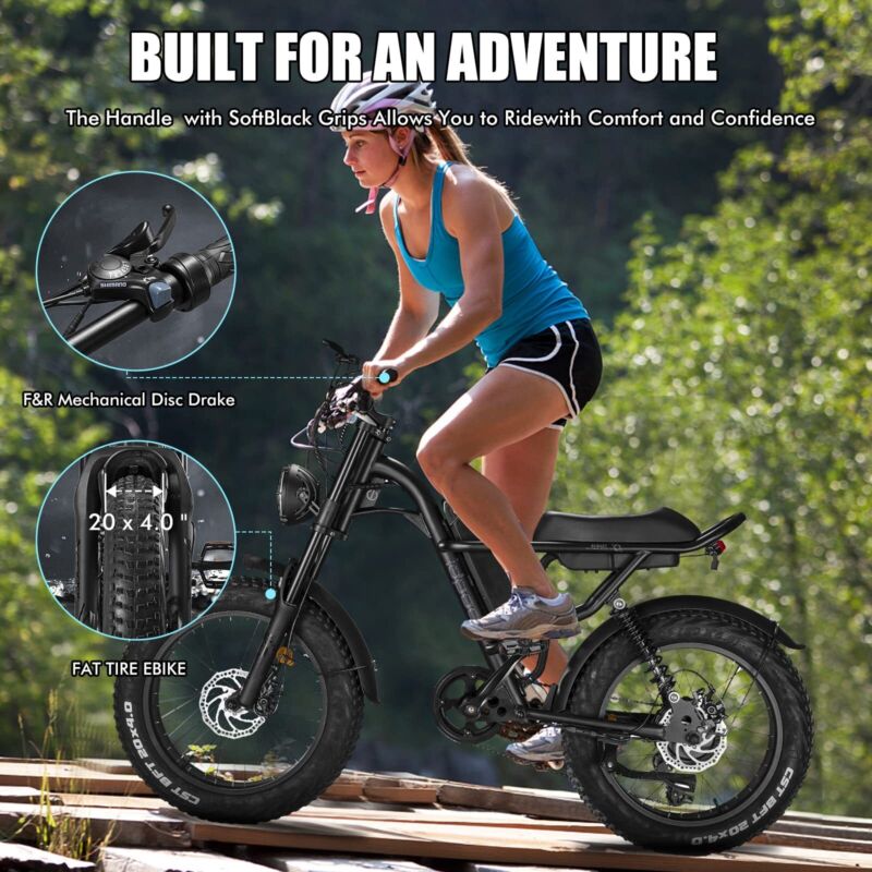 Powerful 1000W Electric Mountain Bike 20 Fat Tire Ebike