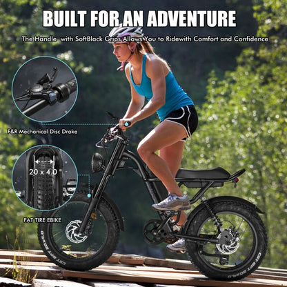 Powerful 1000W Electric Mountain Bike 20 Fat Tire Ebike