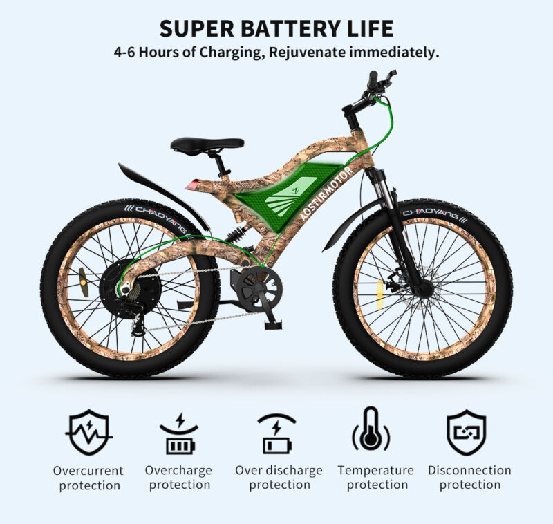 Powerful 26 Electric Mountain Bike 1500W Fat Tire E-Bike