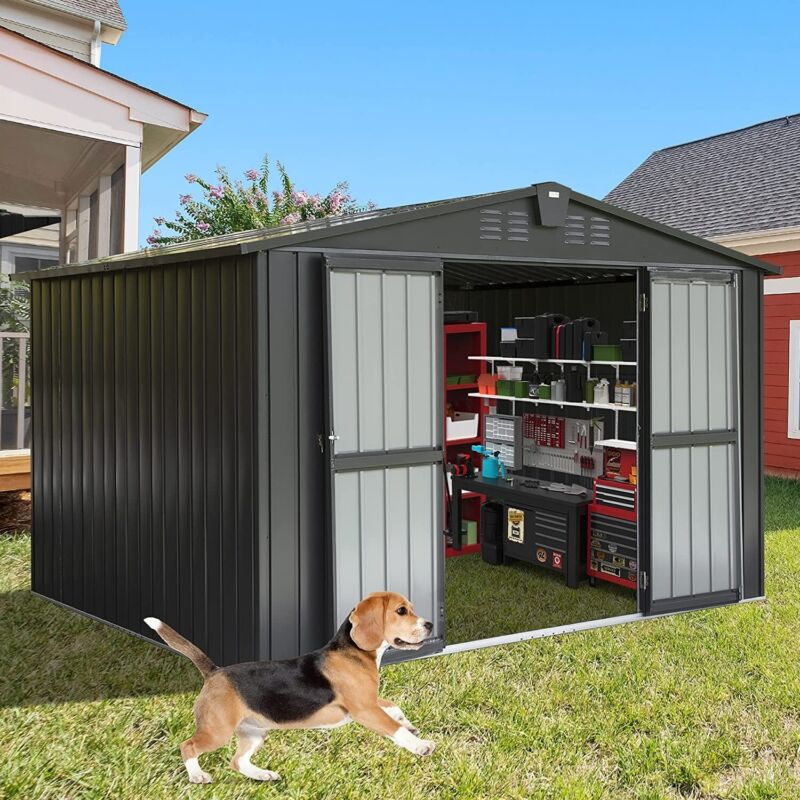 Large Outdoor 10x8 Metal Garden Storage Shed with Lock