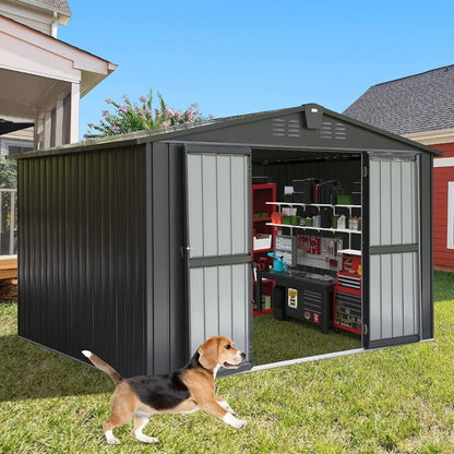 Large Outdoor 10x8 Metal Garden Storage Shed with Lock