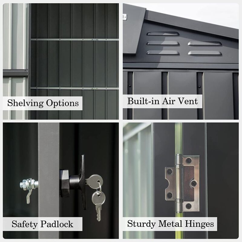 Large Outdoor 10x8 Metal Garden Storage Shed with Lock