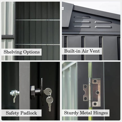 Large Outdoor 10x8 Metal Garden Storage Shed with Lock