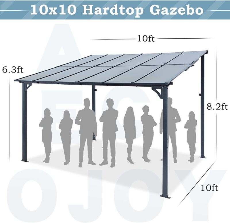 Outdoor Steel Gazebo Pergola Rectangular Canopy Shelter