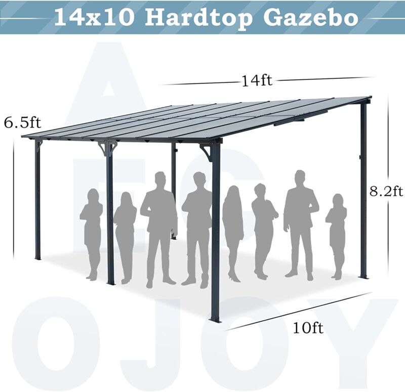 Outdoor Steel Gazebo Pergola Rectangular Canopy Shelter