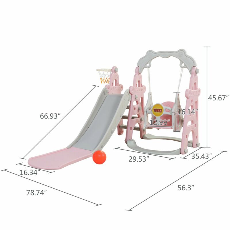 Fun 4 in 1 Kids Playset Slide Swing Set