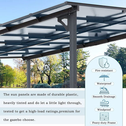 Outdoor Steel Gazebo Pergola Rectangular Canopy Shelter